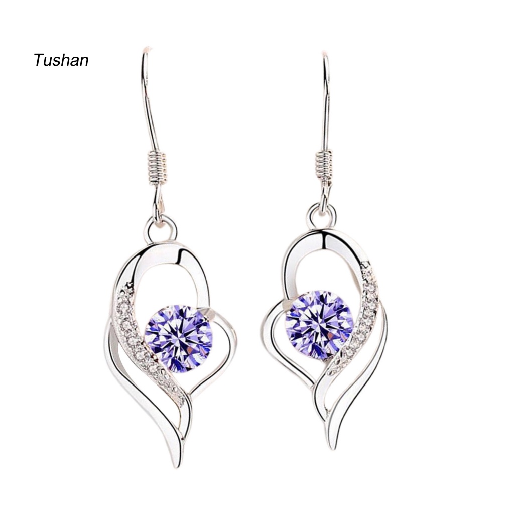 1 Đôi Bông Tai Móc Hình Trái Tim Rỗng Mạ Điện Lâu Trôi Thích Hợp Cho Tiệc Cưới