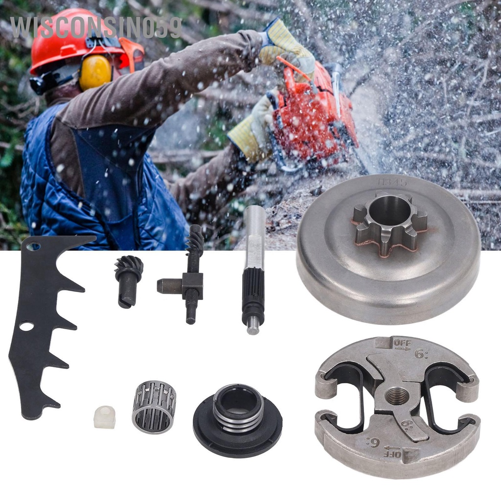 Wisconsin059 7 Răng Ly Hợp Trống Xích Bơm Dầu Lắp Ráp Phụ Kiện Chống Mài Mòn Sắt Cho Husqvarna 455