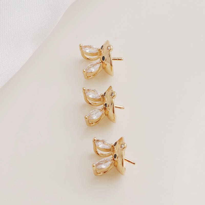 Giá Đỡ Hạt Ngọc Trai 10mm Mạ Vàng 14k Hình Tai Thỏ / Mèo Dễ Thương Dùng Làm Trang Sức diy