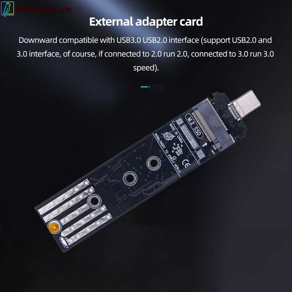 Đầu Chuyển Đổi NVMe Sang Type C M.2 USB C Cho Almost M.2 (NGFF) NVMe / SATA SSD