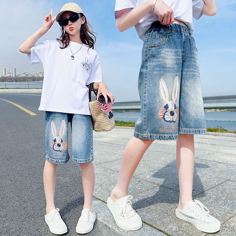 Quần Short Denim Mỏng Năm Tấc Phong Cách Hàn Quốc Thời Trang Mùa Hè 2023 Mới Cho Bé Gái D0DK