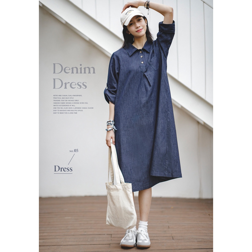 Đầm Denim Phối Nút Thời Trang Mùa Hè Dành Cho Nữ