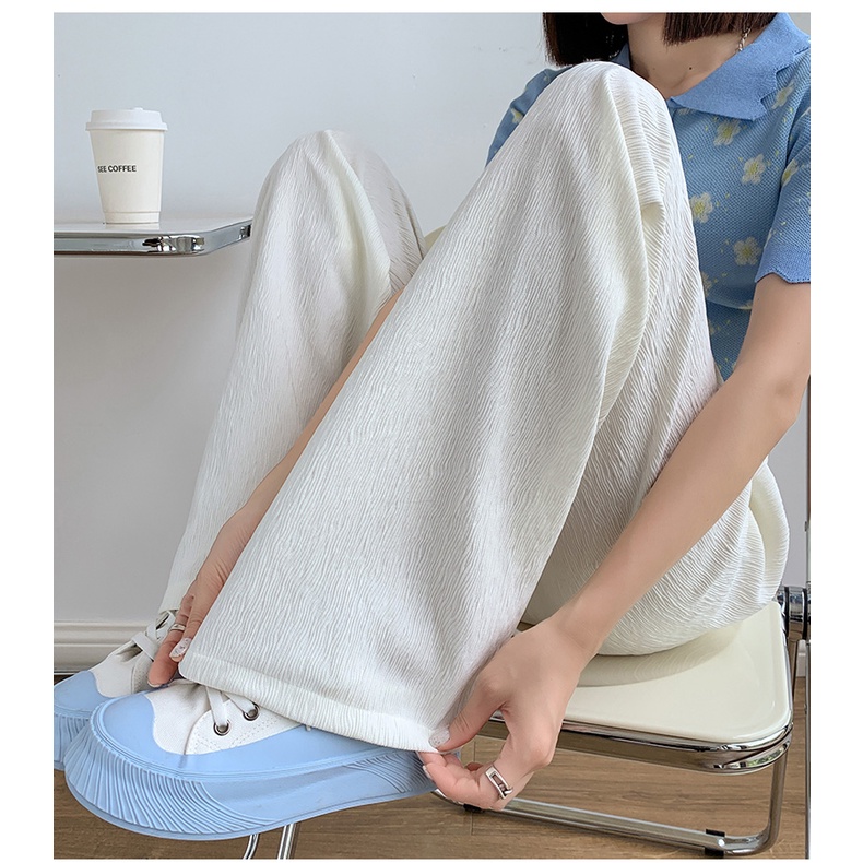 Quần ống rộng Lưng Cao Màu Trơn Chống Nắng Thời Trang Mùa Hè Mới Cho Nữ