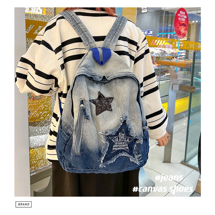 Ba Lô Vải Jean Thời Trang Dành Cho Nữ