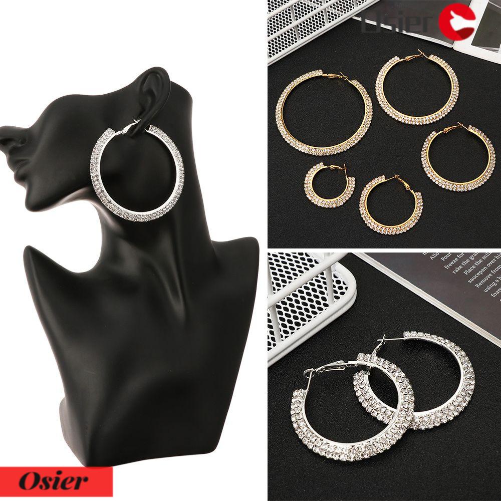 Bông Tai Hình Tròn Cỡ Lớn Hai Hàng Thời Trang 1 Cái|Bông Tai Dáng Dài Thiết Kế Xinh Xắn Thời Trang