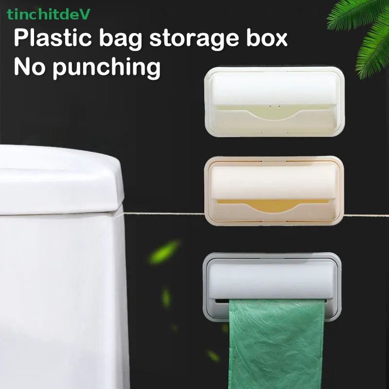 Hộp Đựng Túi Rác Gắn Tường Bằng Nhựa Màu Trơn Tiện Dụng Cho Nhà Bếp / Phòng Tắm