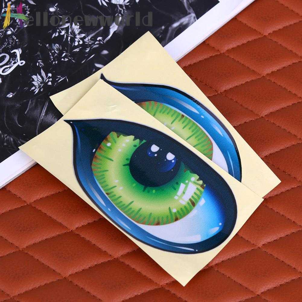 Bộ 2 Miếng Dán Hình Đôi Mắt 3D Trang Trí Cửa Sổ Xe Hơi