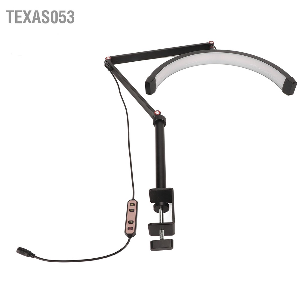 Texas053 16in 20W Đèn Bán Nguyệt Chuyên gia thẩm mỹ chăm sóc da mặt LED hình trăng Bảo vệ mắt Màu đen 3000k‑6000k 100V‑240V
