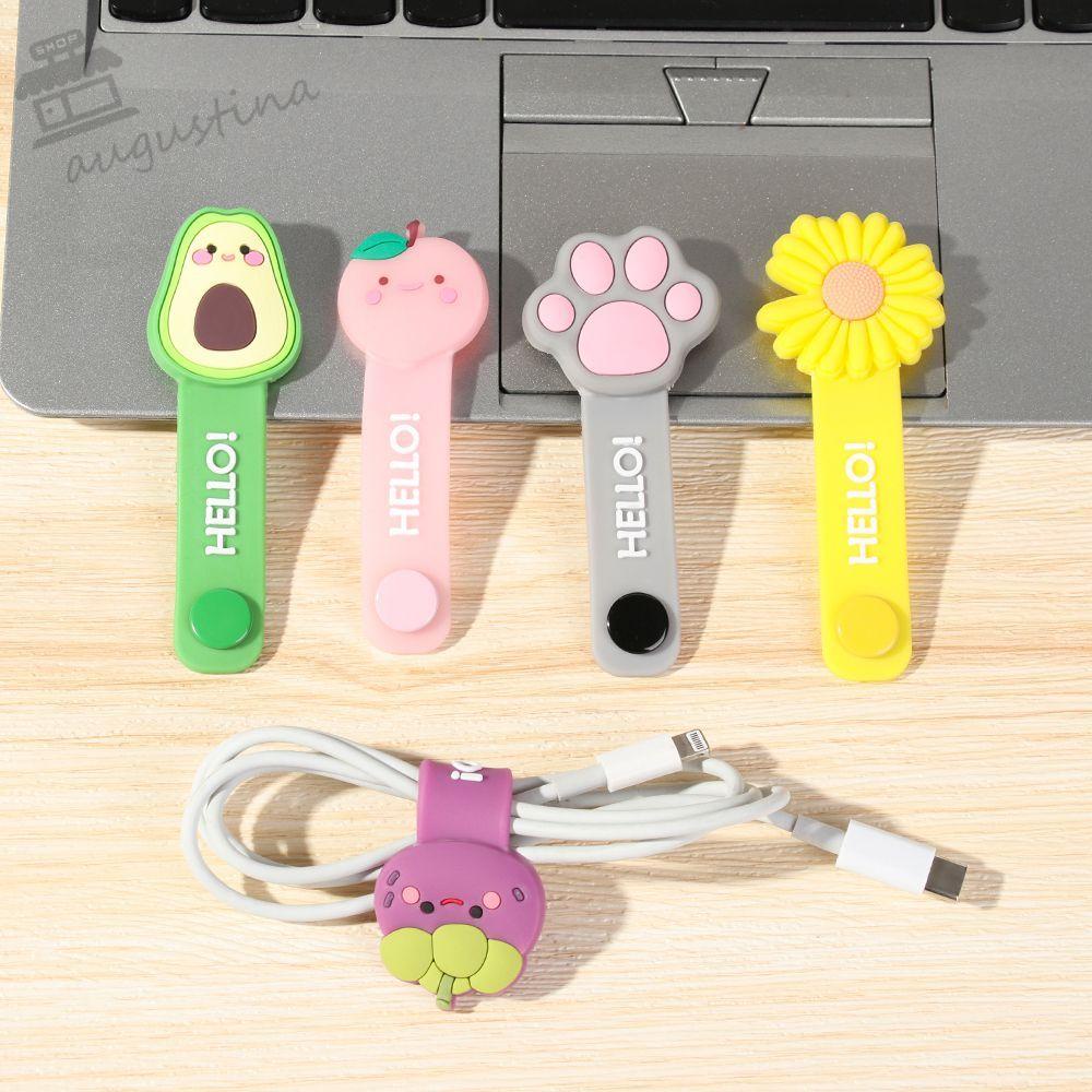 Dụng Cụ Quấn Dây Cáp Bằng Silicon Hình Hoạt Hình Dễ Thương|Giá Đỡ Tai Nghe / Dây Cáp USB Hình Dấu Chân
