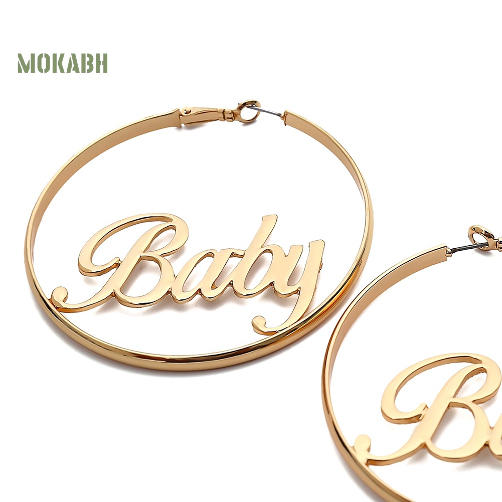 Bông Tai Tròn Khắc Chữ Baby Thời Trang Dành Cho Nữ