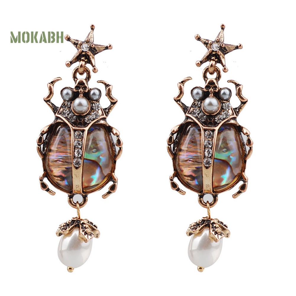 Bông Tai Hình Bọ Rùa Đính Ngọc Trai Giả Thời Trang Dành Cho Nữ