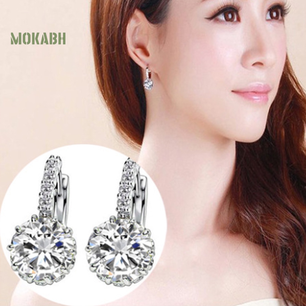 Khuyên Tai Tròn Đính Đá Zircon Thời Trang Cho Nữ