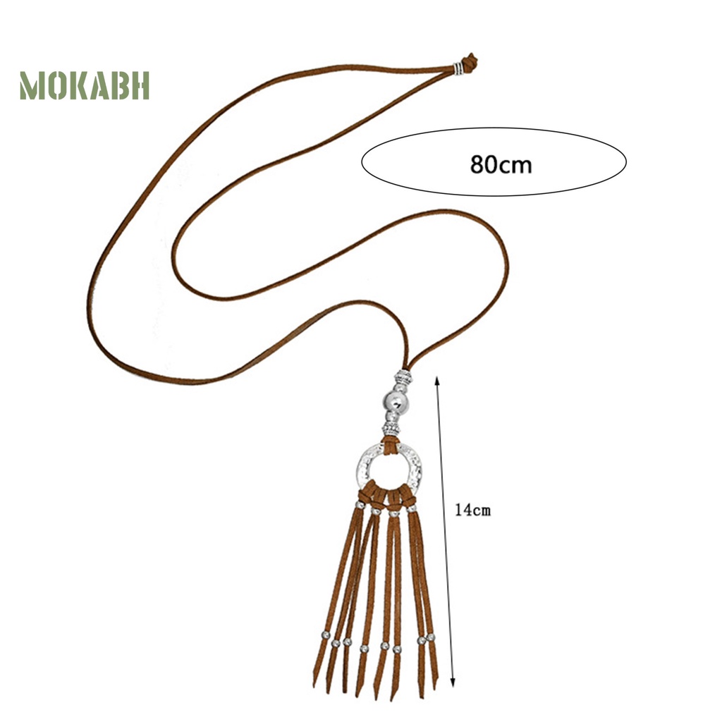 Vòng Cổ Choker Giả Da Tua Rua Dài Phong Cách Bohemian Cho Nữ Mặc Hàng Ngày