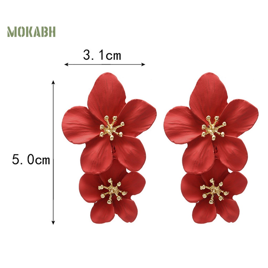 1 Đôi Bông Tai Hình Hoa Hai Lớp Không Gây Dị Ứng Thiết Kế Tinh Tế Thời Trang Dự Tiệc Cho Nữ