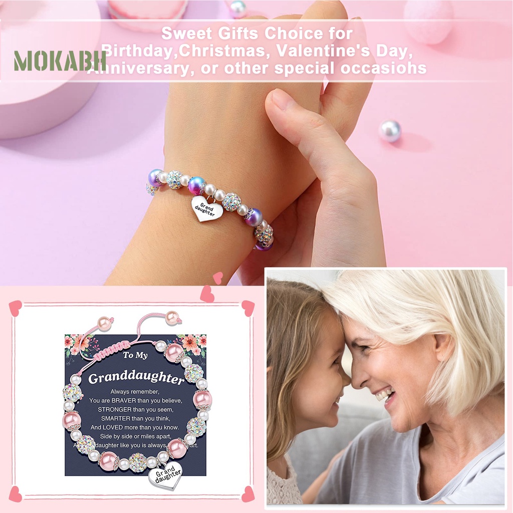 [Mới] Vòng Tay Đính Đá Ngọc Trai Giả Hình Chữ Cái Màu Tương Phản Lấp Lánh Có Thể Điều Chỉnh Làm