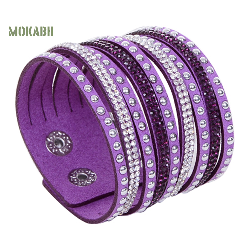 Vòng Tay Nhung Nhiều Lớp Đính Đinh Tán Cá Tính Cho Nữ