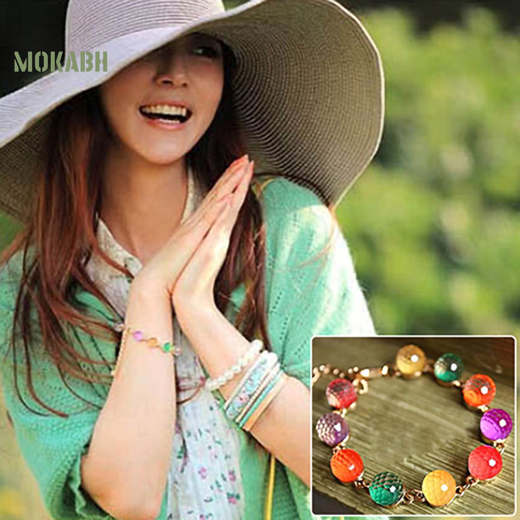 Vòng Tay Chuỗi Hạt Tròn Màu Sắc Ngọt Ngào Thời Trang Cho Nữ