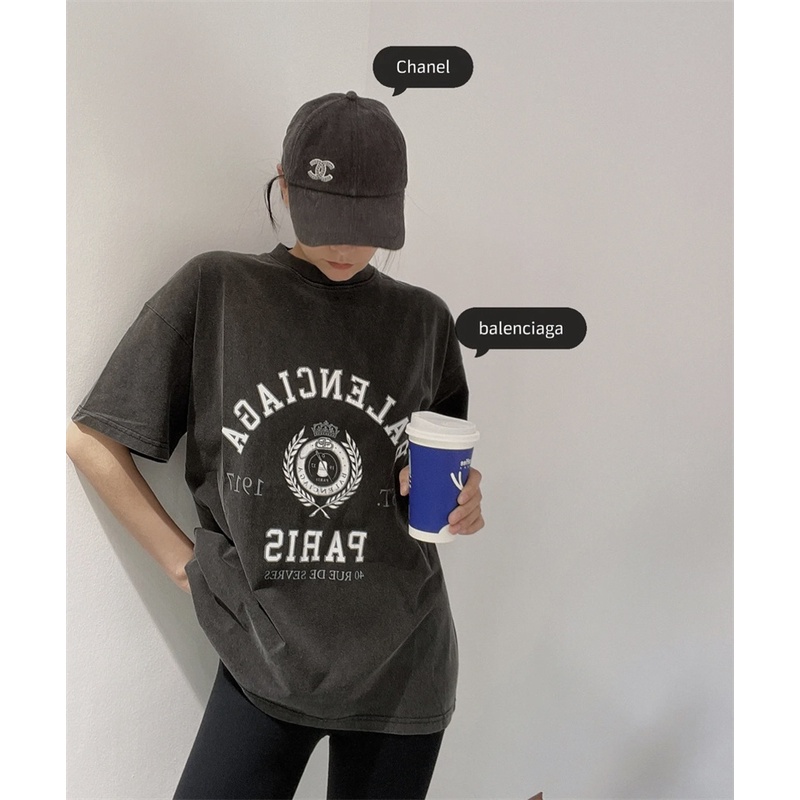 Áo Thun Ngắn Tay Dáng Rộng In Hình Vương Miện Thời Trang Chất Lượng Cao