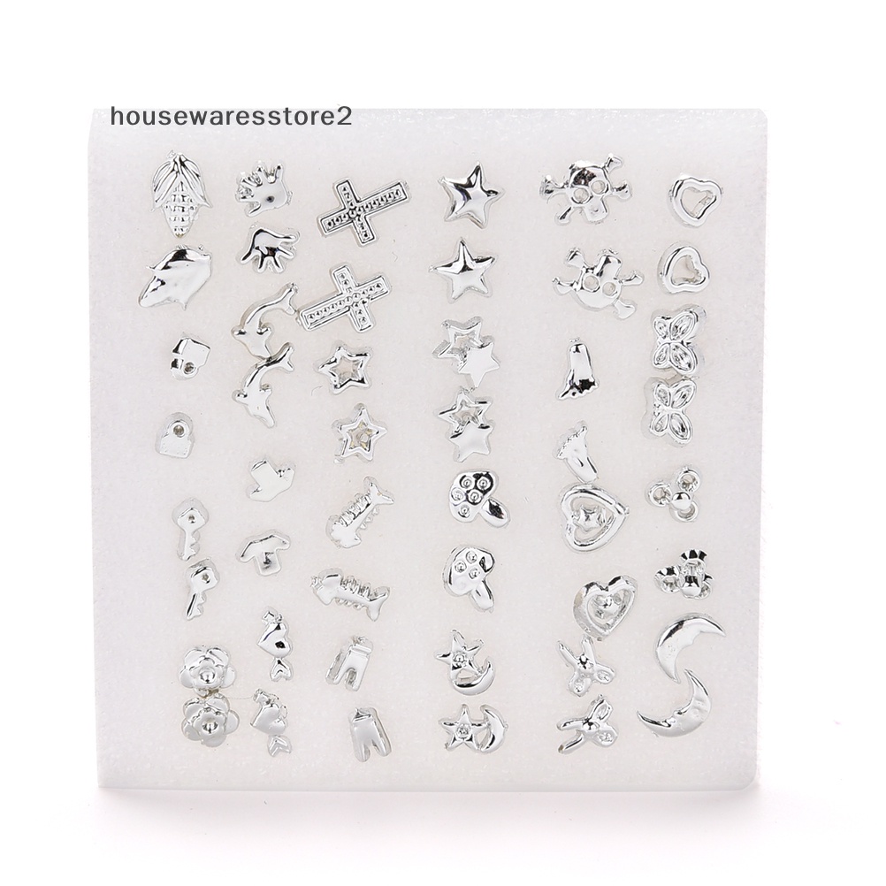 Set 2 / 24 Đôi Khuyên Tai Nhựa Mạ Bạc Thời Trang