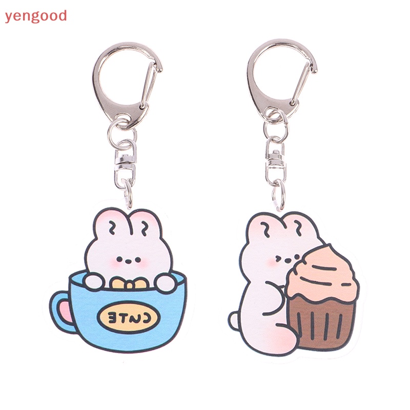 Móc Khóa Hình Thỏ Trắng Bằng Acrylic Dễ Thương