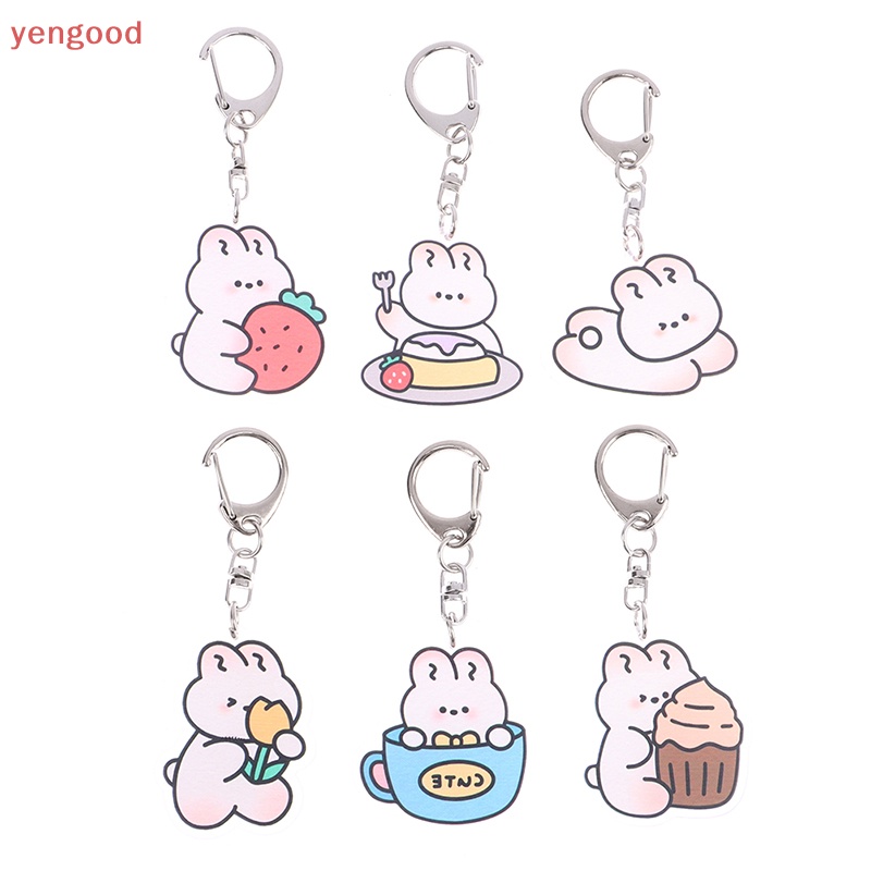 Móc Khóa Hình Thỏ Trắng Bằng Acrylic Dễ Thương