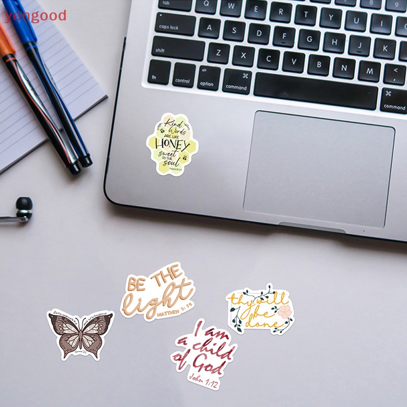 Set 50 Miếng Dán Trang Trí Hành Lý / Laptop / Xe Máy In Chữ Jesus Christians Phong Cách BOHO