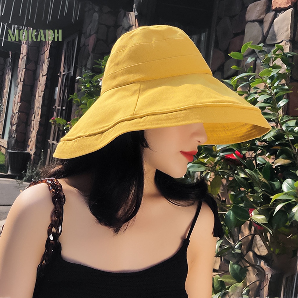 Nón Vành Tròn Màu Trơn Thoáng Khí Thời Trang Mùa Hè Cho Nữ