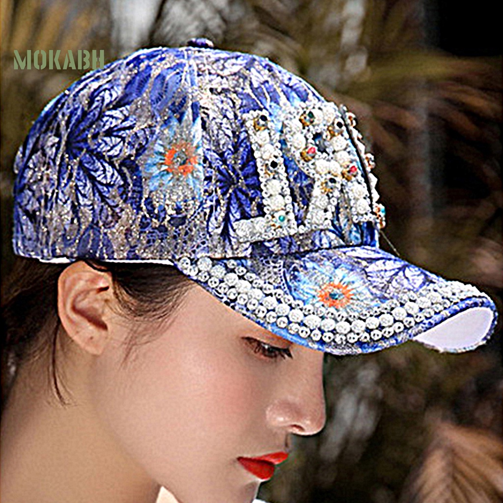 Abh Mũ Lưỡi Trai Đính Kim Sa Lấp Lánh Thoáng Khí Thời Trang Đi Cắm Trại