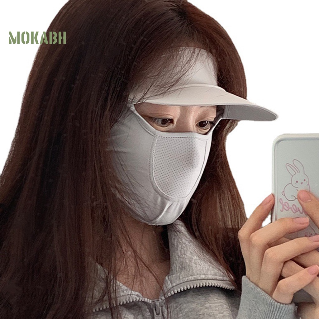 [Mok Abh] Mũ Đi Xe Đạp Có Lỗ Thoáng Khí Với Vành Bịt Tai Che Mắt Và Mặt Bằng Lụa Lạnh Bảo Vệ Mặt Dùng Ngoà