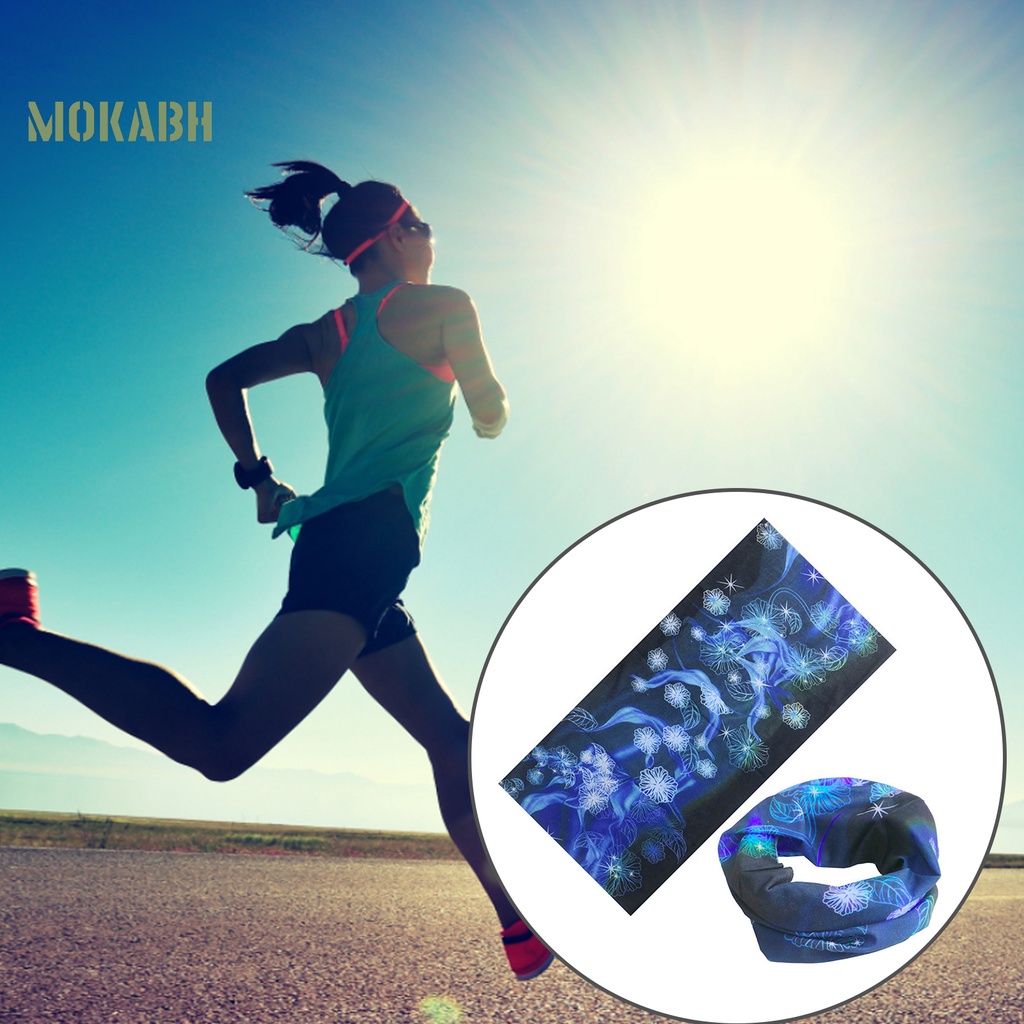 [Mok Abh] Khăn Mặt Bằng Polyester Độ Co Giãn Cao Chống Mồ Hôi In Họa Tiết Dùng Khi Chạy Xe Đạp