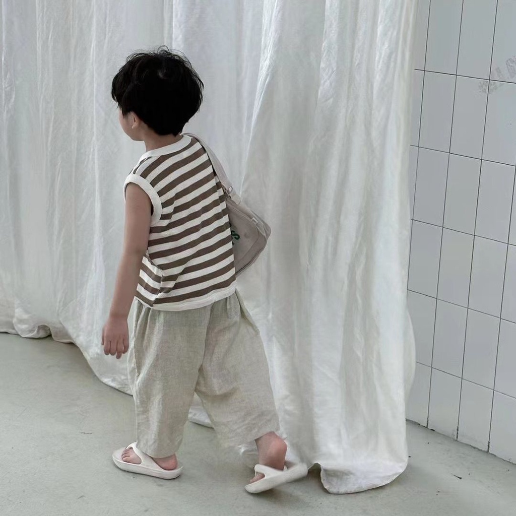 Quần Dài Vải Lanh Cotton Mỏng Chống Muỗi Phong Cách Hàn Quốc Thời Trang Xuân Hè Cho Bé