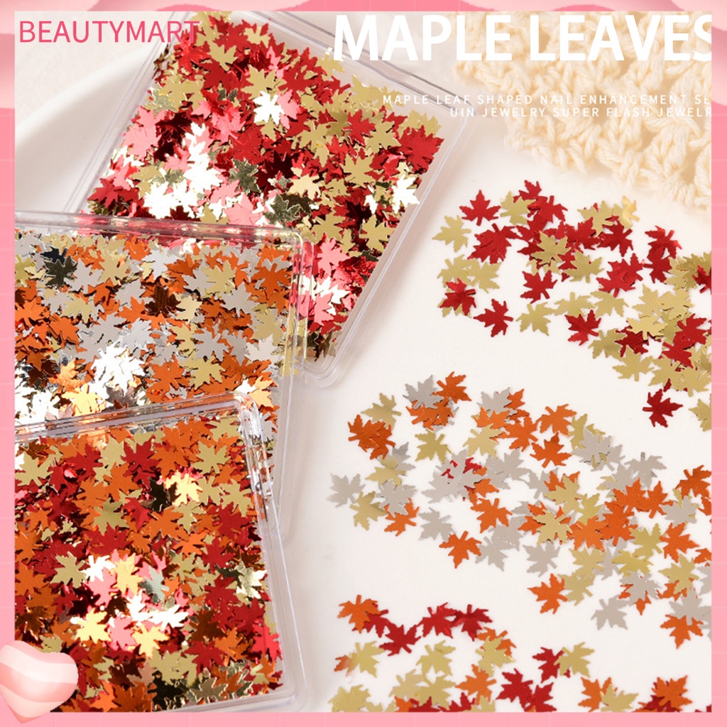 1 Hộp Kim Tuyến Lá Phong Mini Siêu Mỏng Nhiều Màu Sắc Lấp Lánh Trang Trí Móng Tay Nghệ Thuật DIY