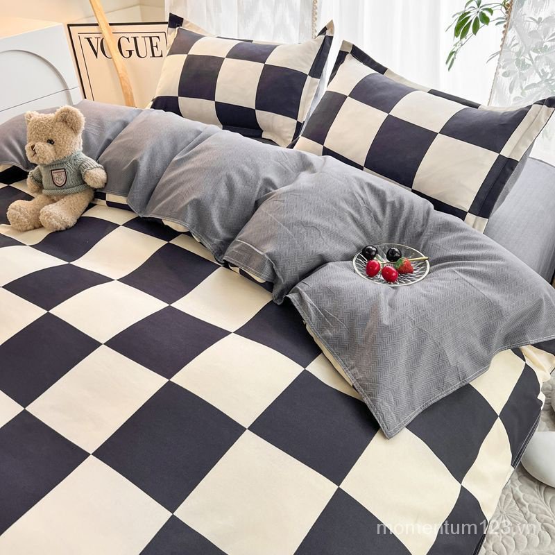 Bộ Chăn Ga Và Vỏ Gối Cotton Phong Thủy Chất Lượng Dành Cho Giường Đơn / Đôi Ký Túc Xá