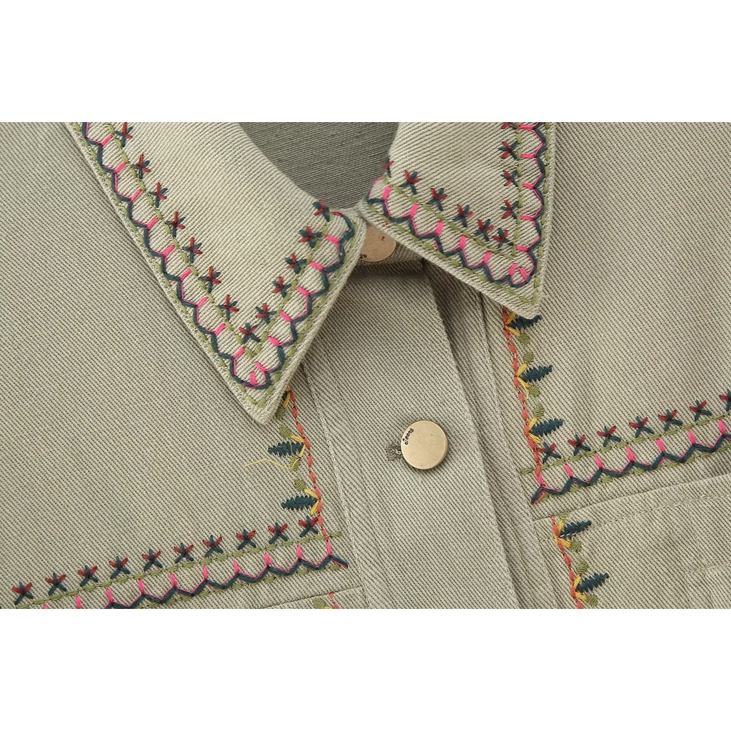 Hàng Mới Về Áo Khoác Sơ Mi Thêu Họa Tiết Phong Cách Đường Phố Âu Mỹ Thời Trang Mùa Hè 2023 w03 3688