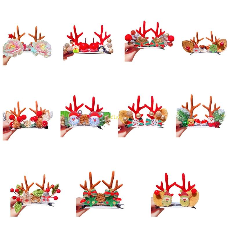 Set 2 Kẹp Tóc Hình Tuần Lộc Giáng Sinh Dễ Thương Cho Nữ