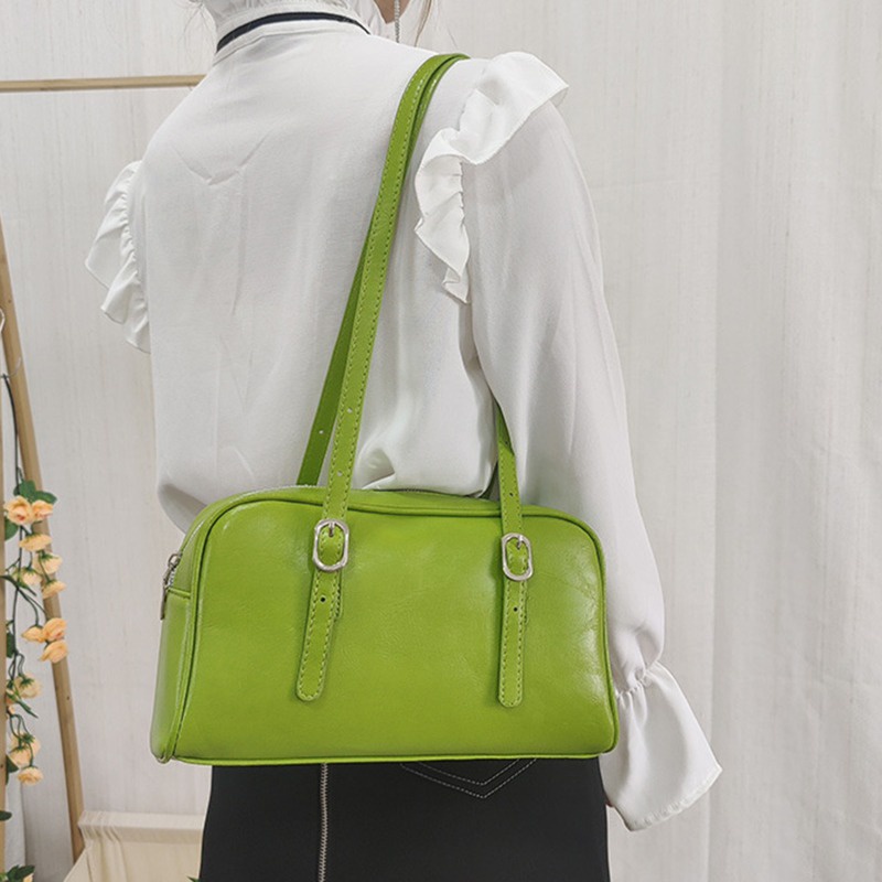 Túi Xách Da PU Màu Xanh Lá Dung Tích Lớn Thời Trang Cho Nữ (b7w)