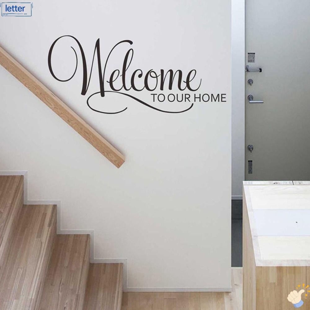 Set 3 Miếng Dán Tường In Chữ Welcome to Our Home Trang Trí Nhà Cửa
