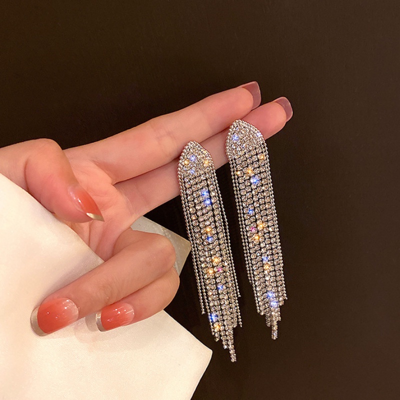 Bông Tai Mạ Bạc 925 Dáng Dài Đính Đá Pha Lê Sang Trọng Cho Nữ