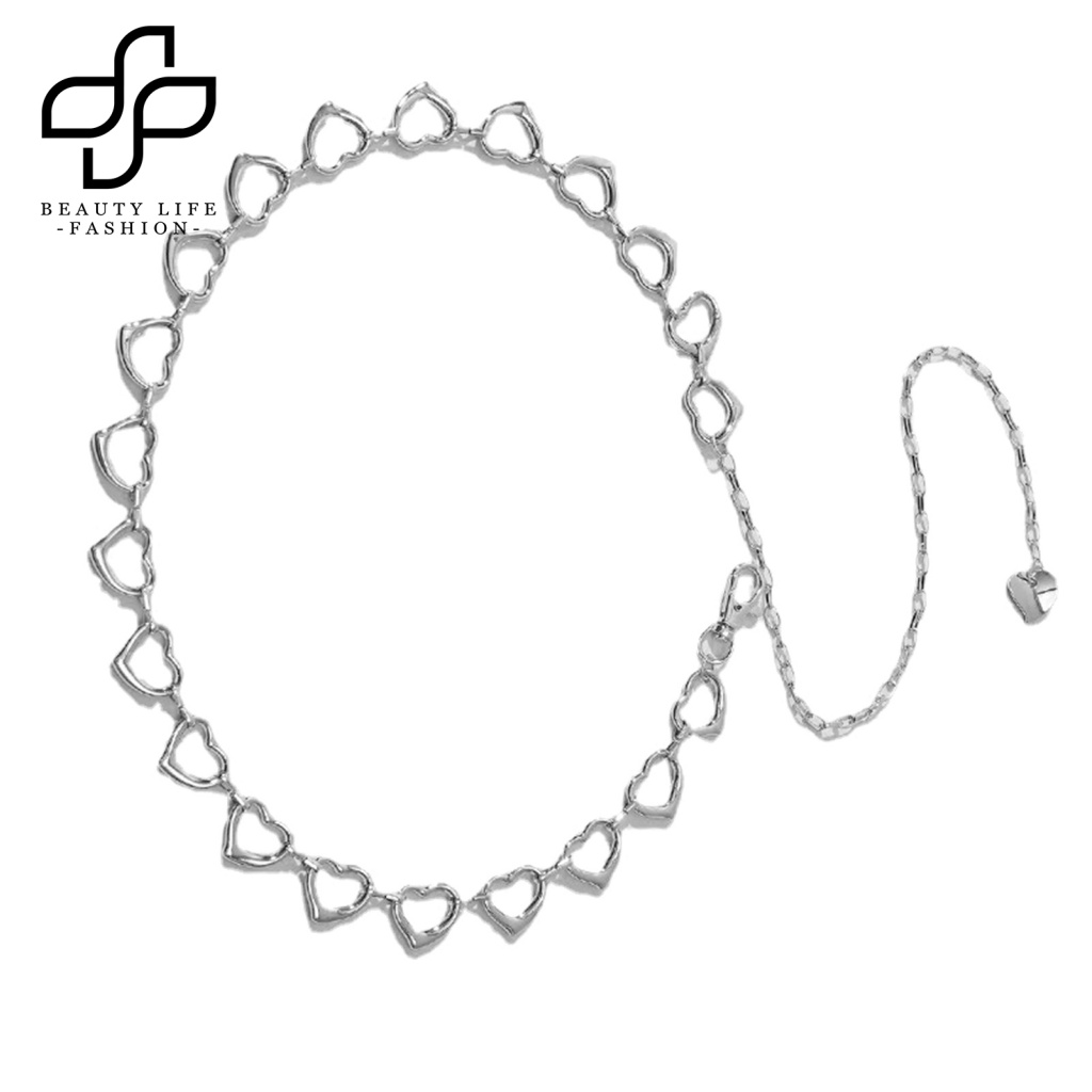 Dây Xích Thắt Lưng Mạ Bạc Bóng Cao Thanh Lịch Gợi Cảm Trang Trí Hình Trái Tim Cho Nữ Mặc Hàng Ngày