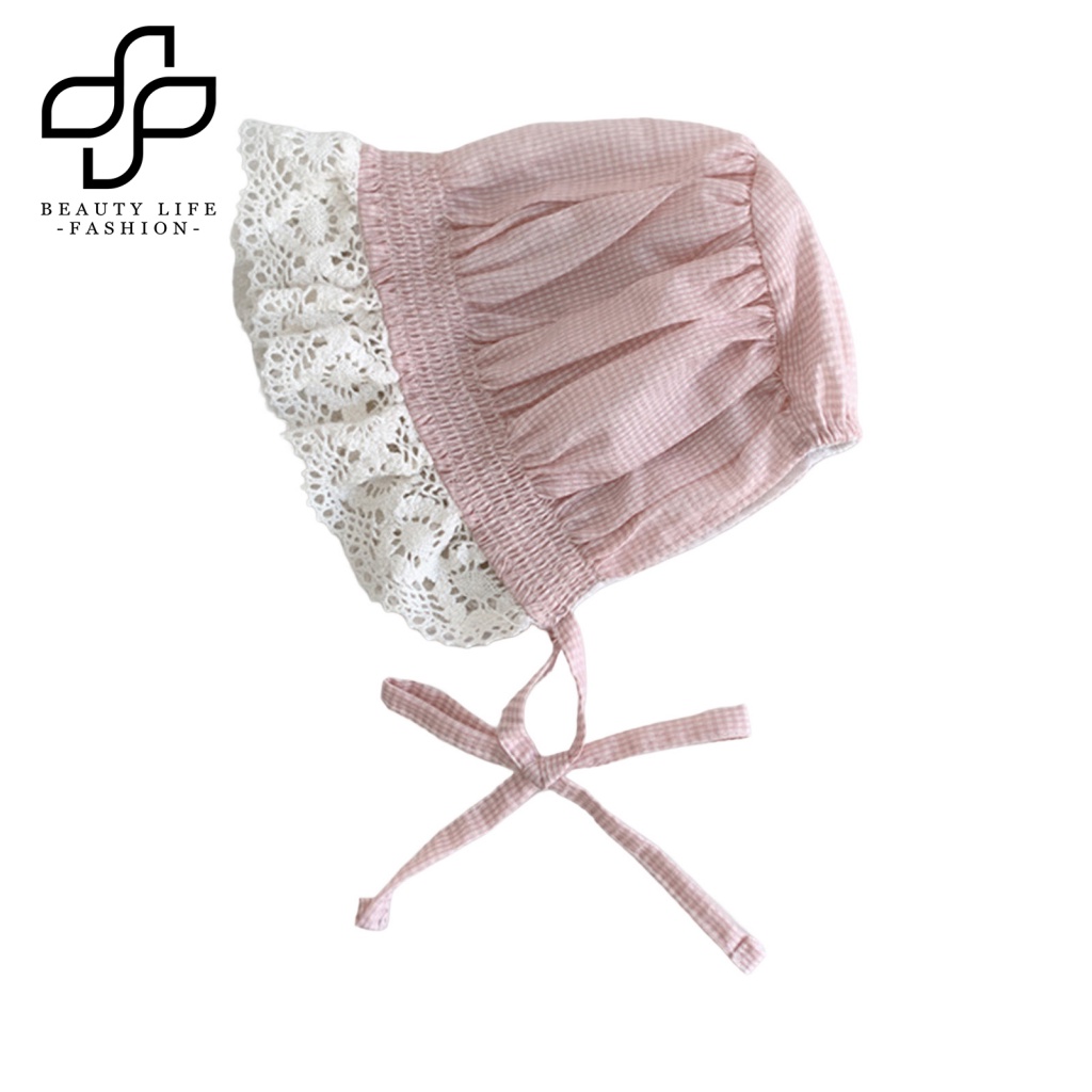 Mũ Cotton Rộng Vành Màu Trơn Cột Dây Chống Nắng Thời Trang Mùa Hè Xinh Xắn Cho Bé Sơ Sinh