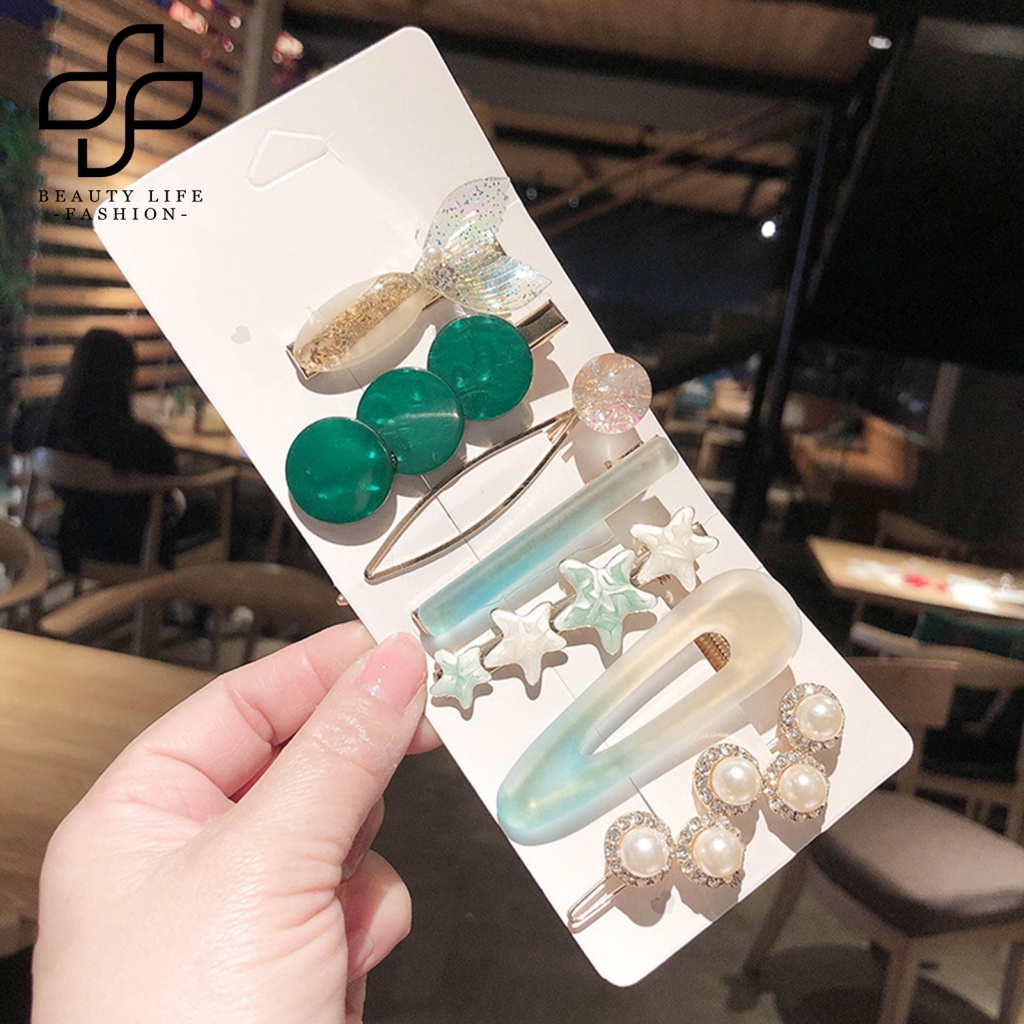 Bộ 6 / 7 / 8 Kẹp Tóc Đính Ngọc Trai Giả Thời Trang Cho Nữ