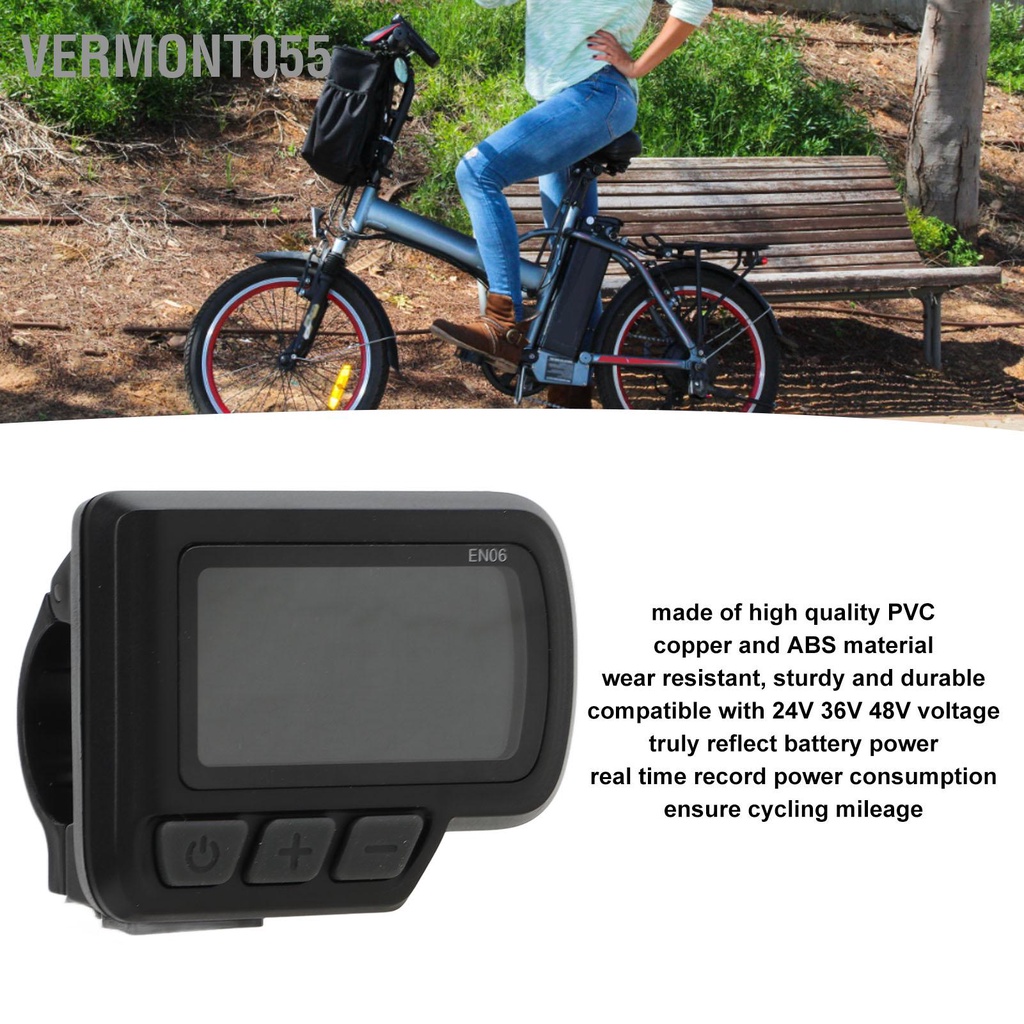 Vermont055 Đồng hồ hiển thị LCD dành cho xe đạp điện đo tốc độ tay ga với trạng thái pin USB leo núi
