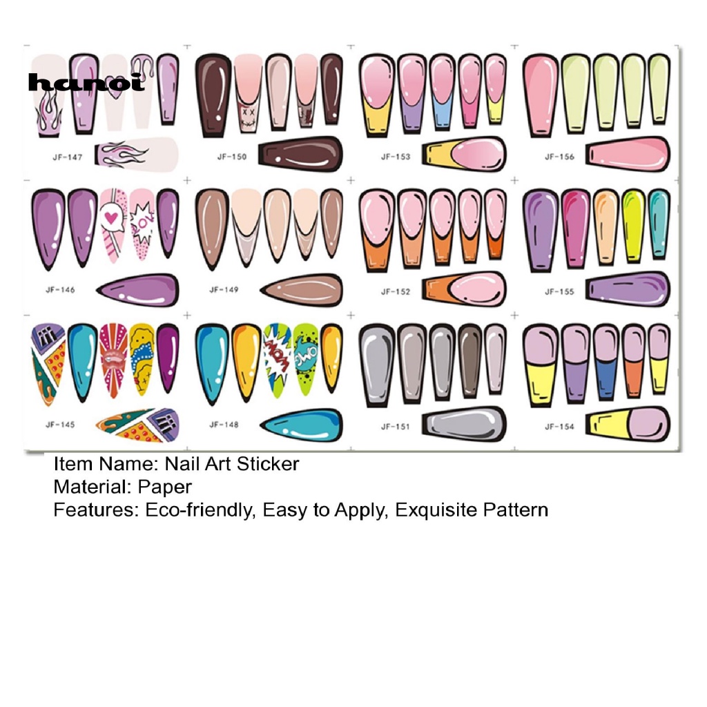 Miếng Dán Trang Trí Móng Tay Tự Dính Không Phai Họa Tiết Hoạt Hình Graffiti 3D DIY