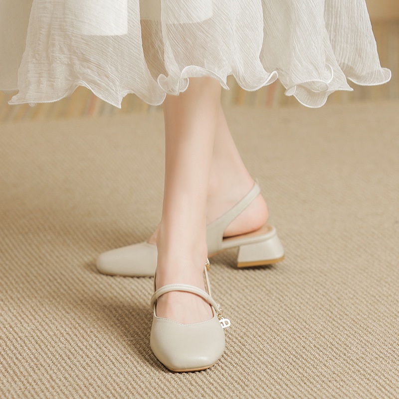 Giày Sandal Cao Gót Đế Dày Phong Cách Retro Anh Quốc