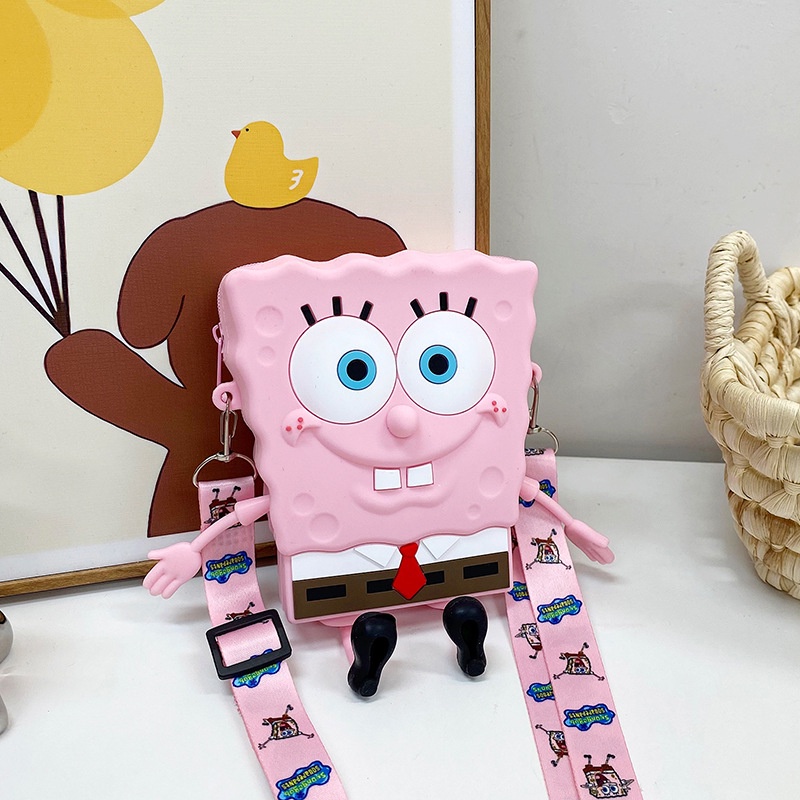 Túi Đeo Chéo Hình SpongeBob Dễ Thương Thời Trang Sức Chứa Lớn Dành Cho Trẻ Em