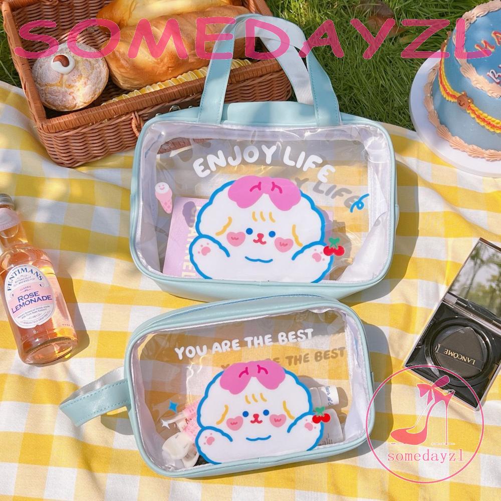 Túi Đựng Mỹ Phẩm Bằng PVC Trong Suốt Chống Nước Sức Chứa Lớn Họa Tiết Gấu / Thỏ Dễ Thương