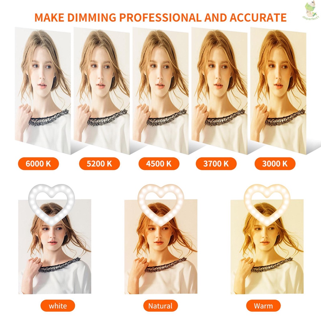 10 Inch RGB Video Light Heart-Shaped LED Fill Light Dimmable USB Powered with Phone Holder Desktop Stretch Light Stand f   Came-6.5
