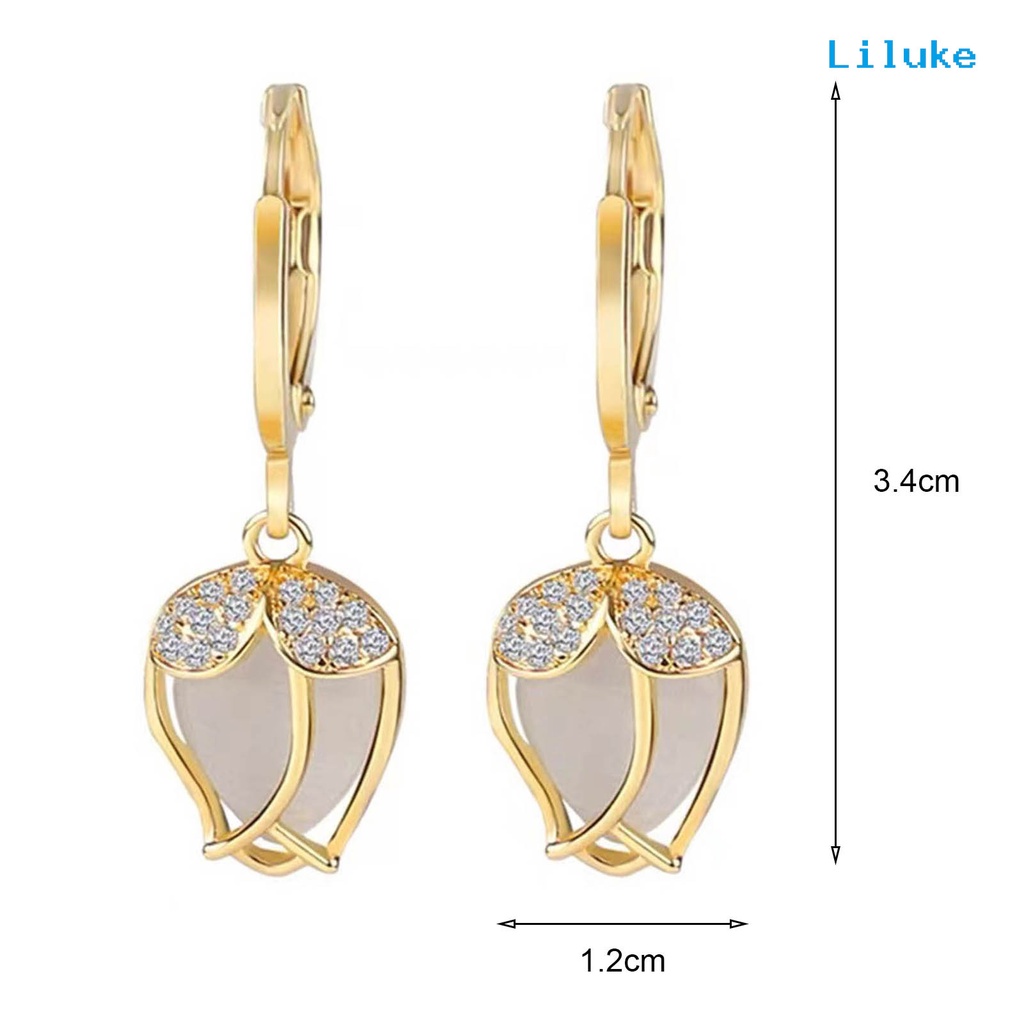 1 Đôi Khuyên Tai Dáng Dài Đính Đá Opal Sang Trọng