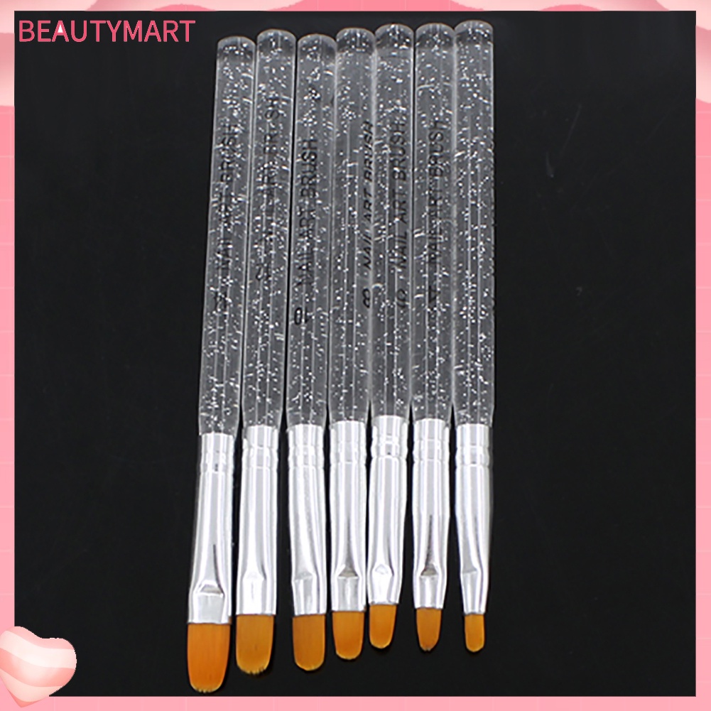 Set 7 Cọ Vẽ Móng Tay Đầu Pha Lê Giả Trong Suốt Bằng Thép Không Gỉ