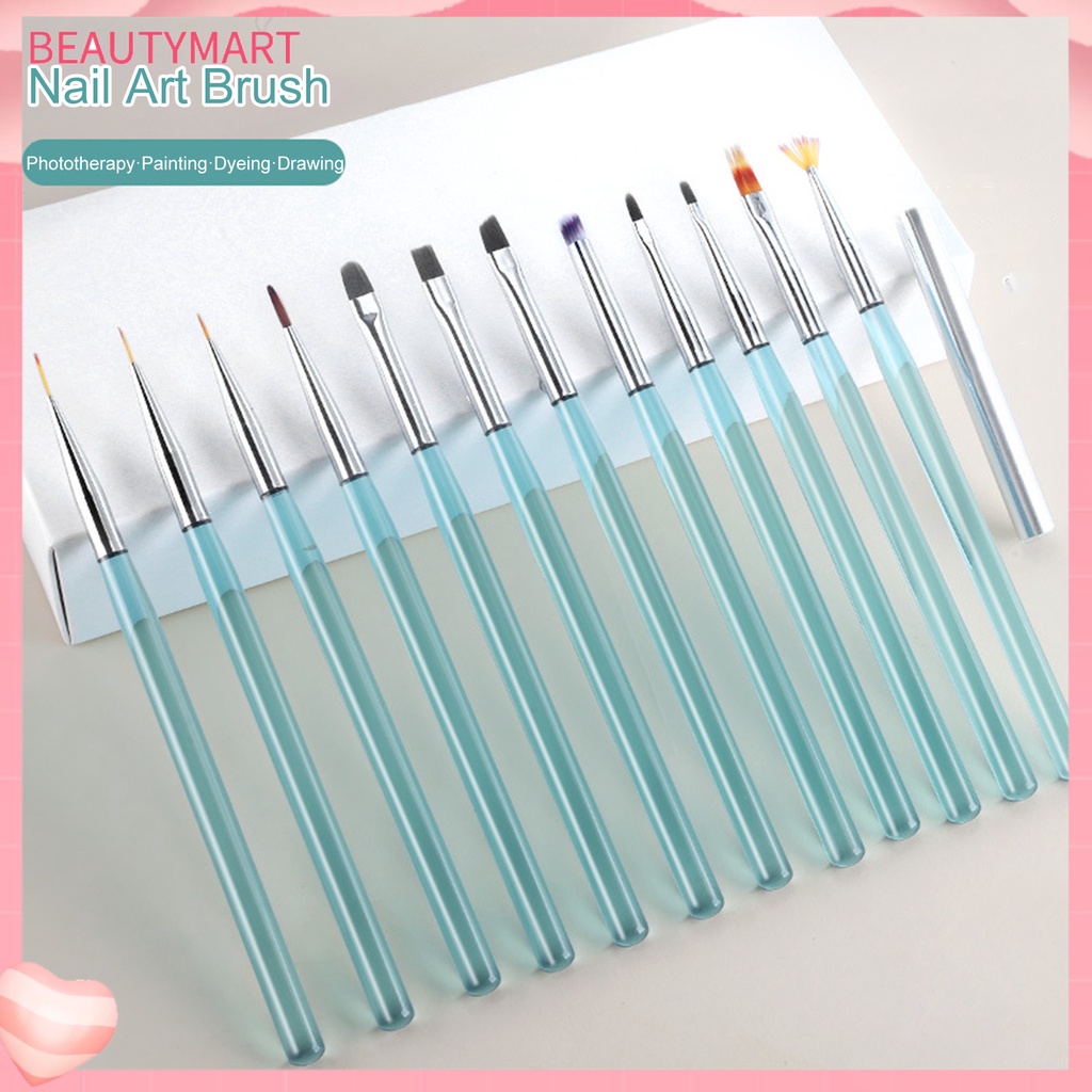 Cọ Vẽ Trang Trí Móng Tay Nghệ Thuật Bằng Lông Mềm Tay Cầm Dài Bằng Nhựa Có Thể Tái Sử Dụng